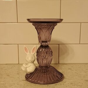 2023 Bath And Body Works Purple Glass Candle Holder Single Wick W/ Bunny Accent
